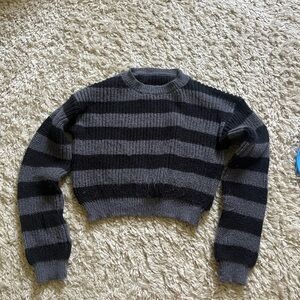 Striped Black and Gray Women's Sweater